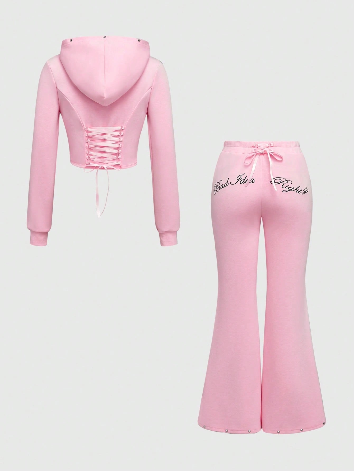 SLASH.G1RL™ - Set Cropped + Moletom com Backcut e Laço Letal