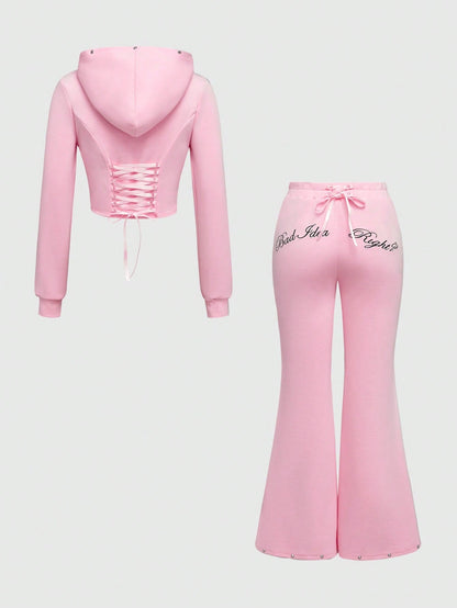 SLASH.G1RL™ - Set Cropped + Moletom com Backcut e Laço Letal