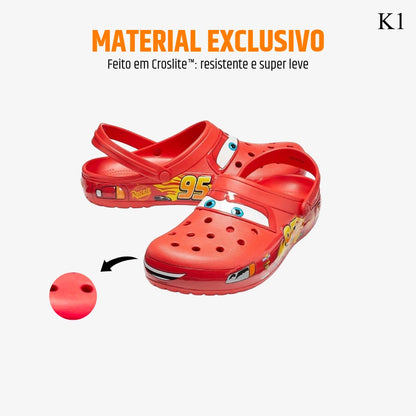 Crocs Relâmpago McQueen Pack – Leve o Crocs + Farol Vermelho + Pack 5 Adesivos de BRINDE | ATÉ MEIA-NOITE DE HOJE!